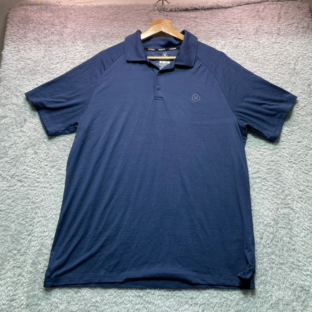 Hurley Mens Navy Blue Performance Polo Shirt Short Sleeve Golf Active Size M - Picture 3 of 7